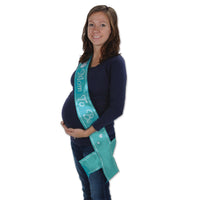Mom To Be Satin Sash - turquoise - Bulk 6 Pack