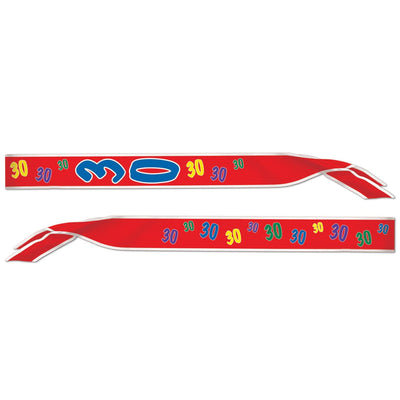 30th Birthday Party Satin Sash - Bulk 6 Pack