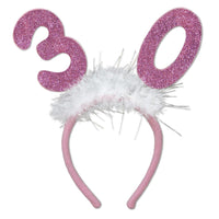 30th Birthday Party Glittered Boppers with Marabou - Bulk 12 Pack