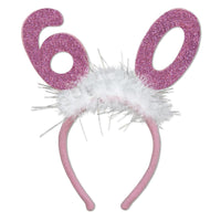 60th Birthday Party Glittered Boppers with Marabou - Bulk 12 Pack