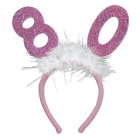 80th Birthday Party Glittered Boppers with Marabou - Bulk 12 Pack