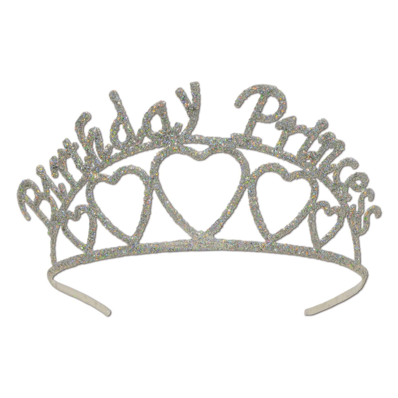 Glittered Metal Birthday Princess Tiara - Bulk 6 Pack