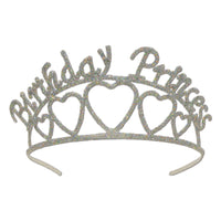 Glittered Metal Birthday Princess Tiara - Bulk 6 Pack