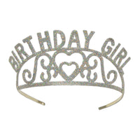 Glittered Metal Birthday Girl Tiara - Bulk 6 Pack