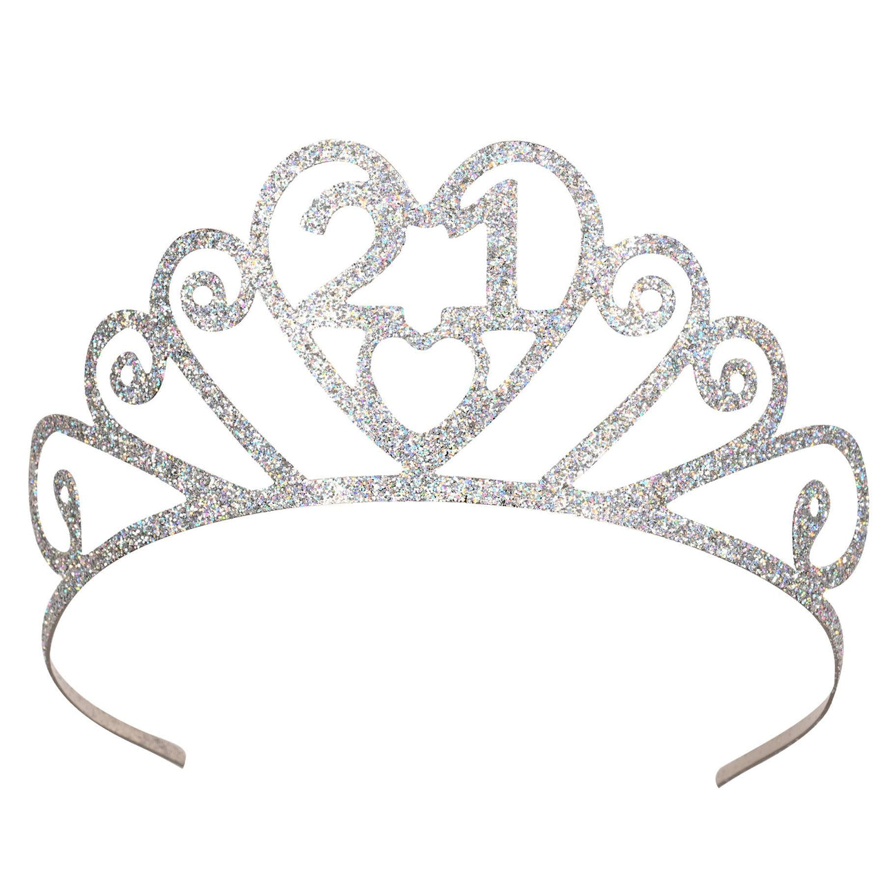 Glittered Metal 21st Birthday Party Tiara - Bulk 6 Pack