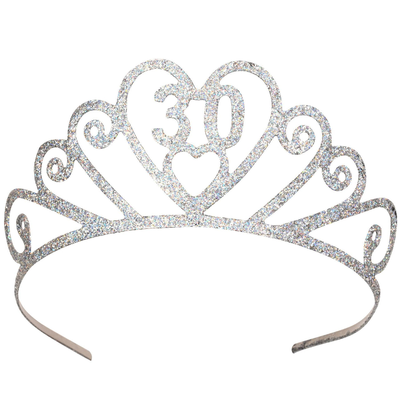 Glittered Metal 30th Birthday Party Tiara - Bulk 6 Pack