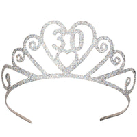 Glittered Metal 30th Birthday Party Tiara - Bulk 6 Pack