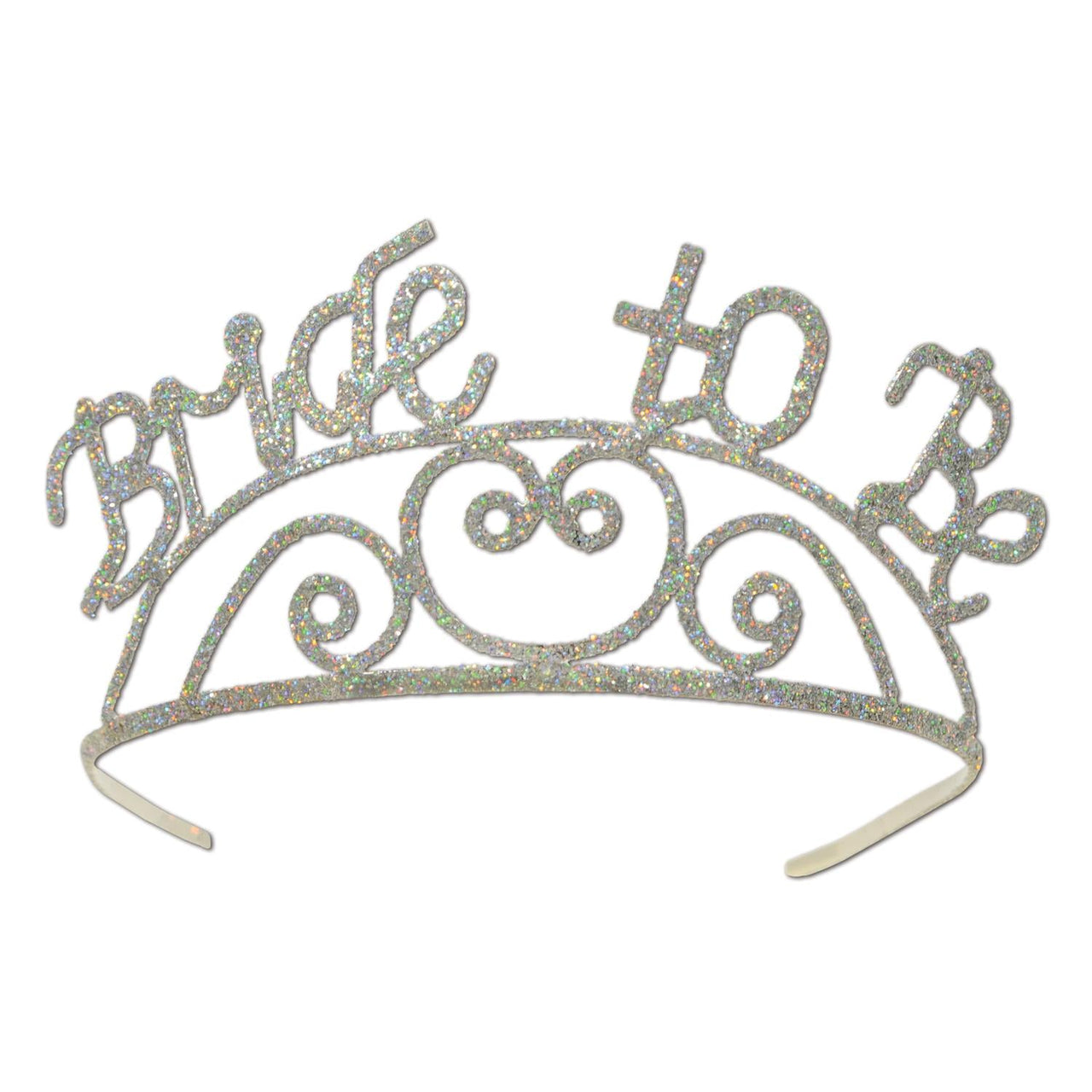 Bachelorette Party Glittered Metal Bride To Be Tiara - Bulk 6 Pack