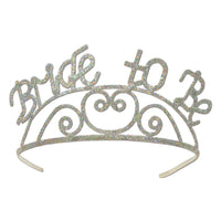Bachelorette Party Glittered Metal Bride To Be Tiara - Bulk 6 Pack
