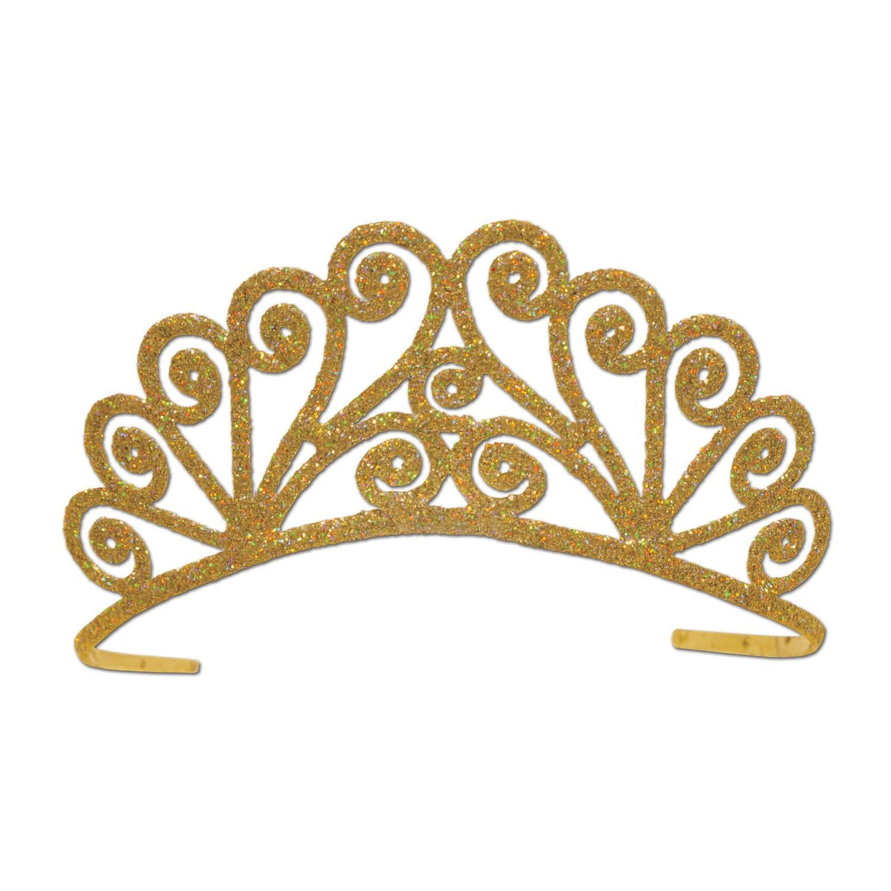 Glittered Metal Princess Tiara - Gold - Bulk 6 Pack