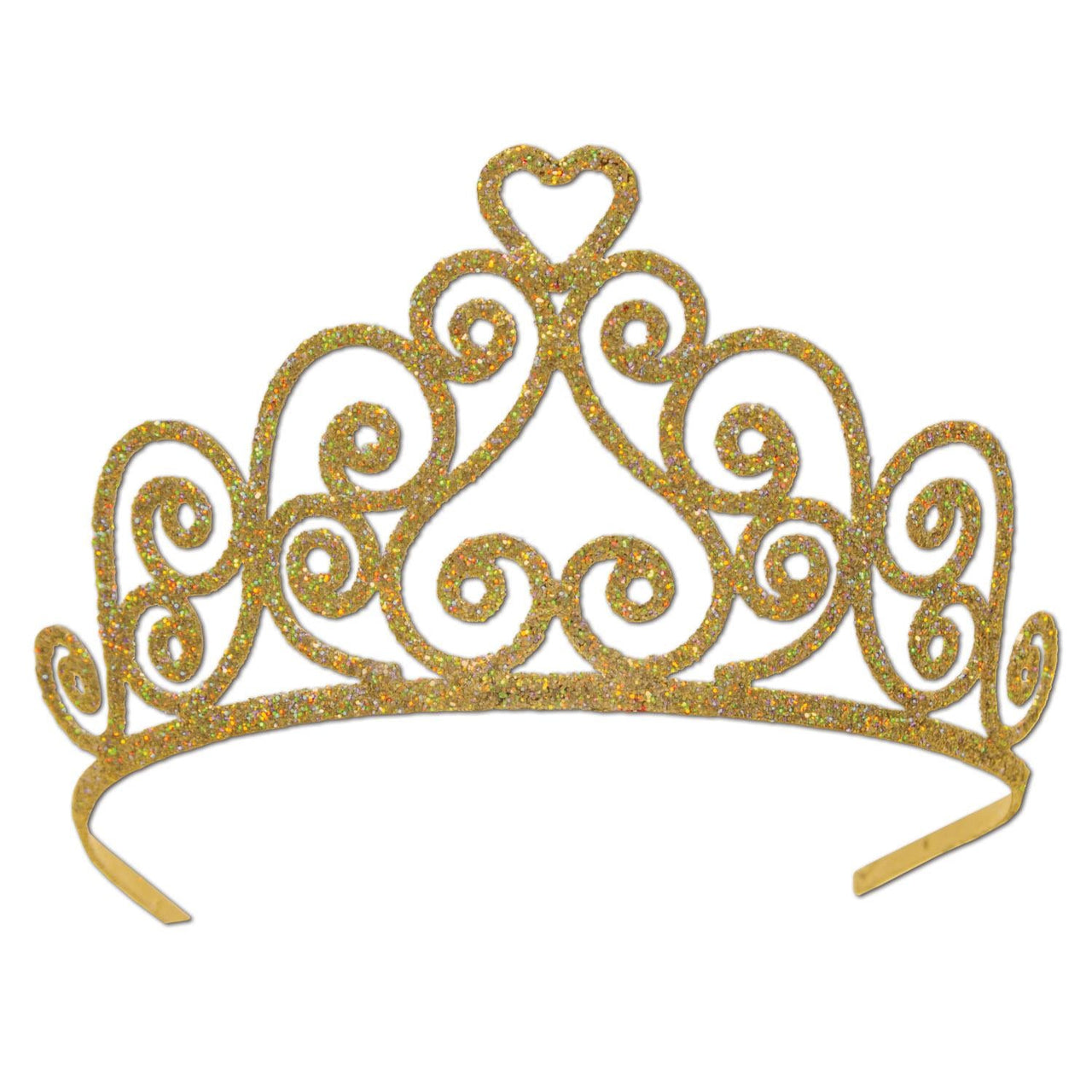 Glittered Metal Royal Tiara - Gold - Bulk 6 Pack