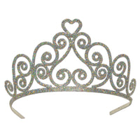 Glittered Metal Royal Tiara - Silver - Bulk 6 Pack