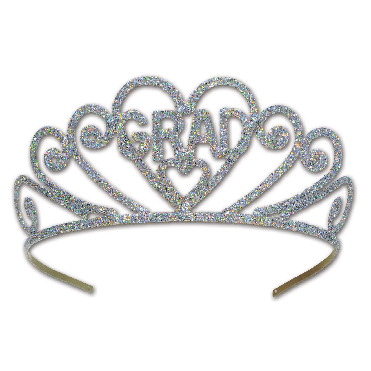 Glittered Metal Grad Graduation Party Tiara - Bulk 6 Pack