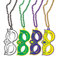 Mardi Gras Masks with Bead Necklaces - Bulk/48 Necklaces