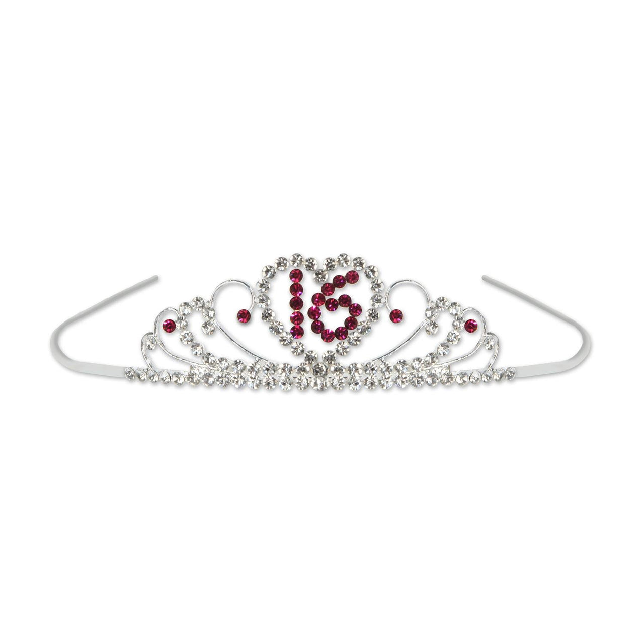 Sweet 16 Royal Rhinestone Birthday Party Tiara - Bulk 6 Pack