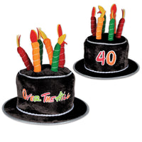 Plush 40th Birthday Over The Hill Birthday Cake Hat - Bulk 6 Pack