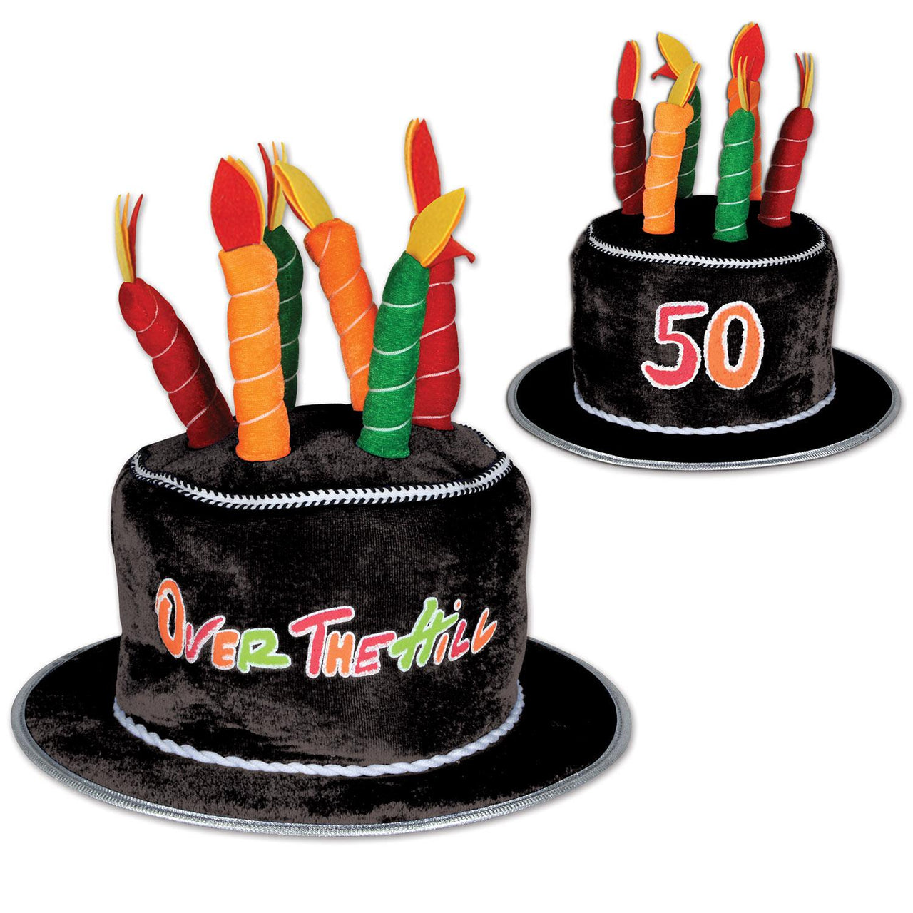 Plush 50 Over The Hill Birthday Cake Hat - Bulk 6 Pack