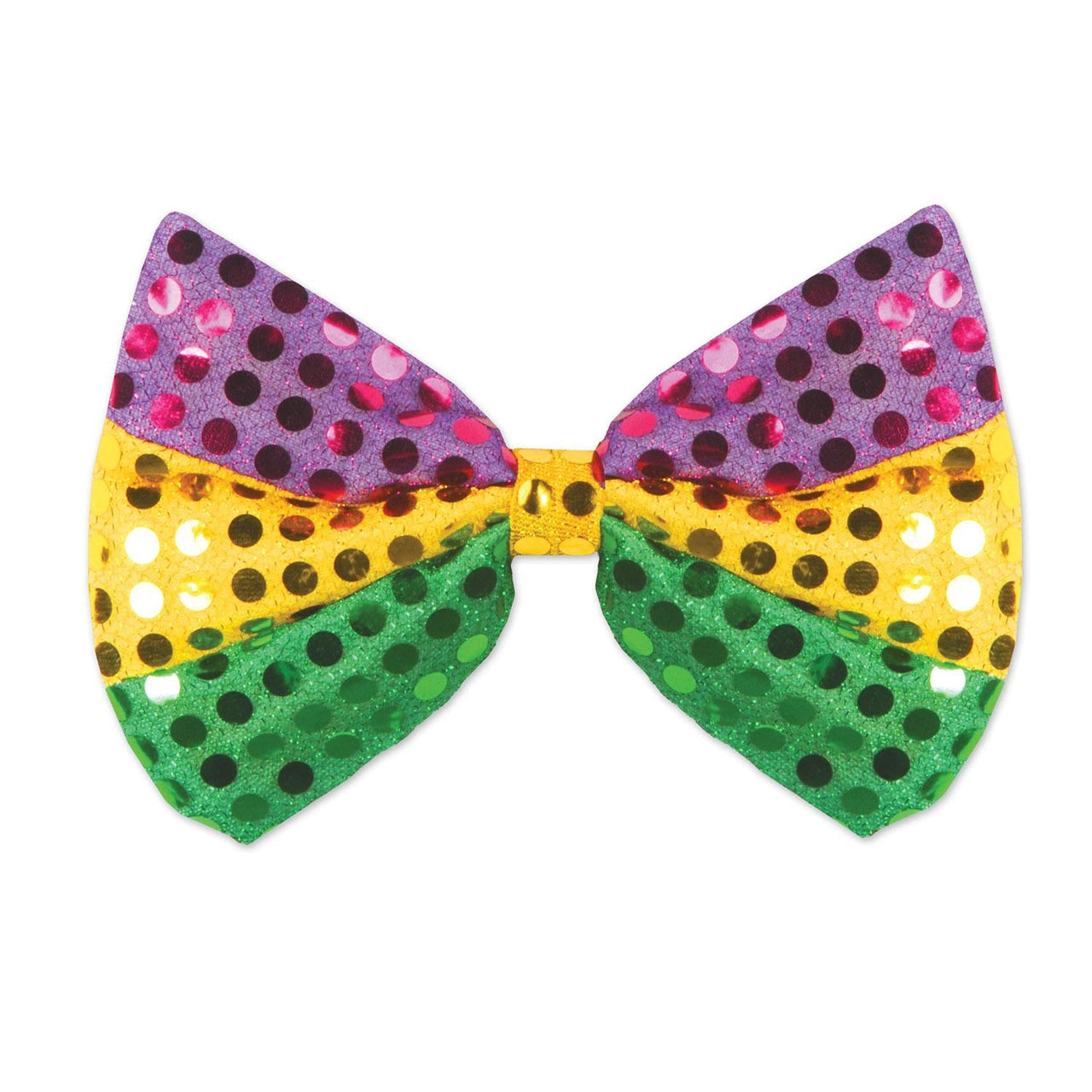 Mardi Gras Glitz 'N Gleam Bow Tie - gold - green - purple - Bulk/12 Bow Ties
