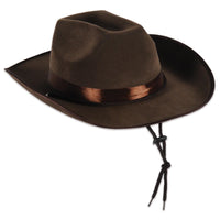 Faux Brown Leather Western Hat - Bulk 6 Pack