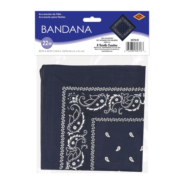 12 Pack Bulk Blue Bandana 22 inch x 22 inch Classic Western & Spirit - view 5