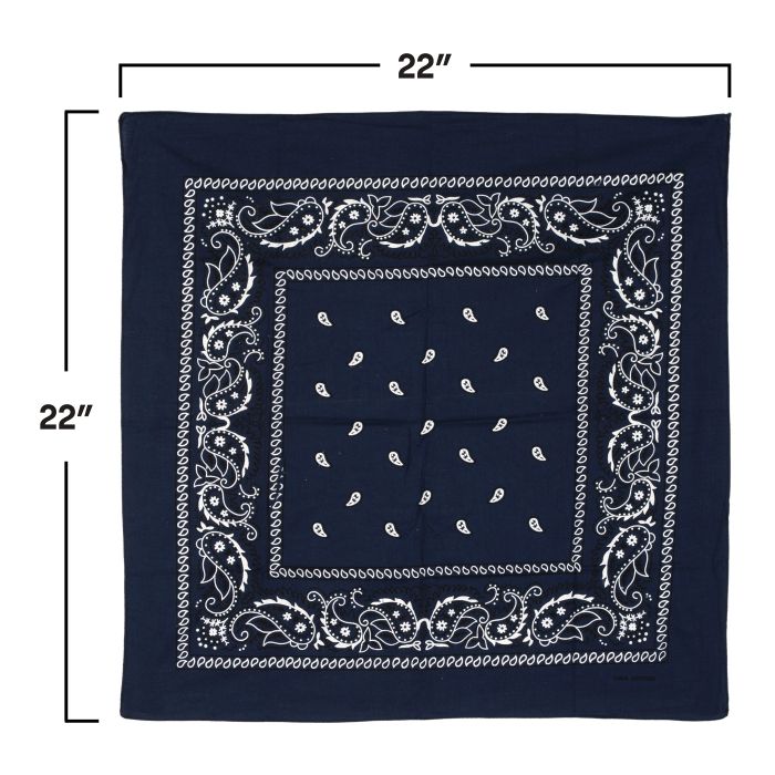 12 Pack Bulk Blue Bandana 22 inch x 22 inch Classic Western & Spirit - view 3