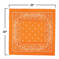 12 Pack Bulk Orange Bandana 22 inch x 22 inch Square Spirit & Western - view 3