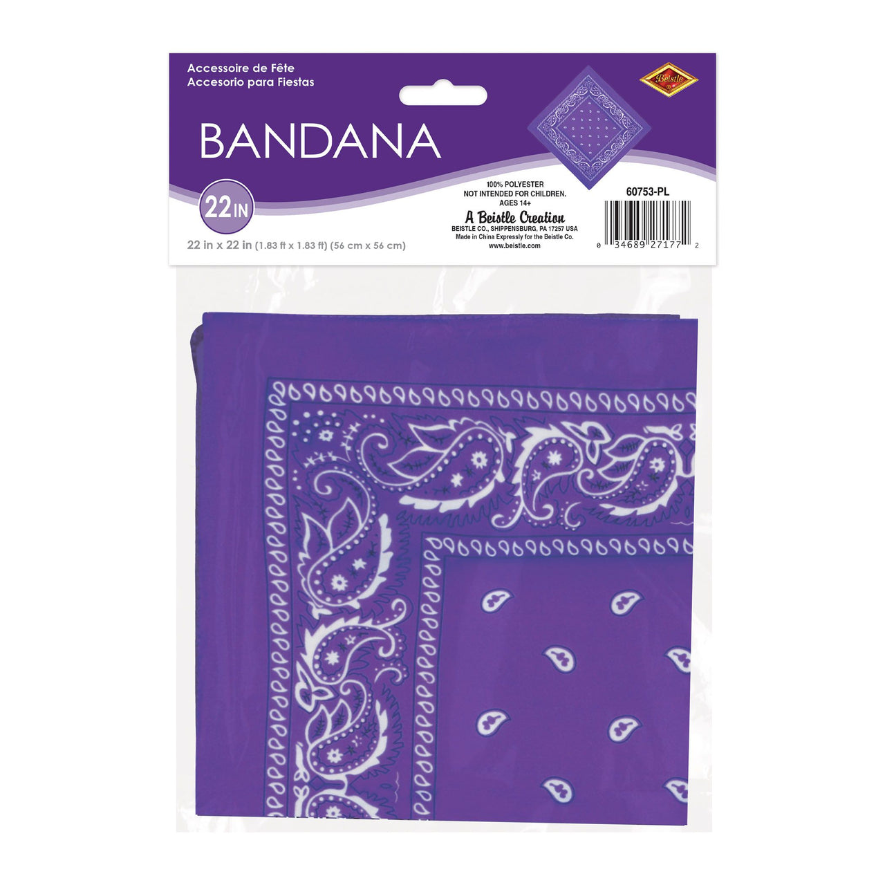 12 Pack Bulk Purple Bandana 22 inch x 22 inch Spirit & Western