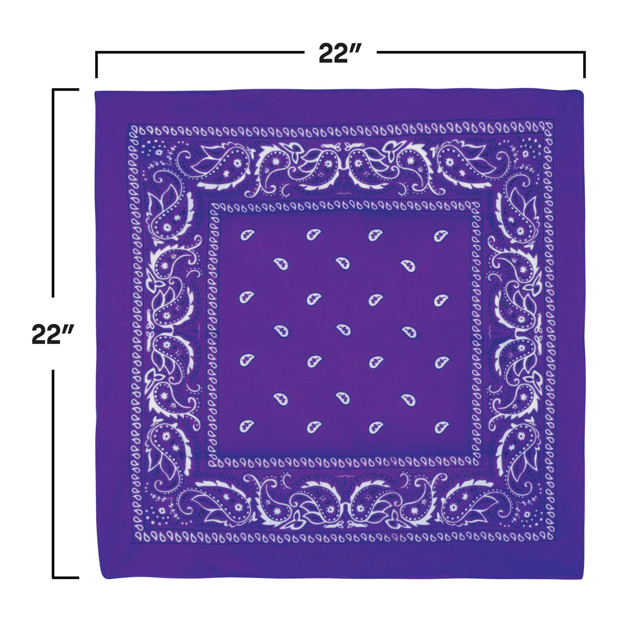 12 Pack Bulk Purple Bandana 22 inch x 22 inch Spirit & Western
