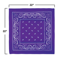 12 Pack Bulk Purple Bandana 22 inch x 22 inch Spirit & Western
