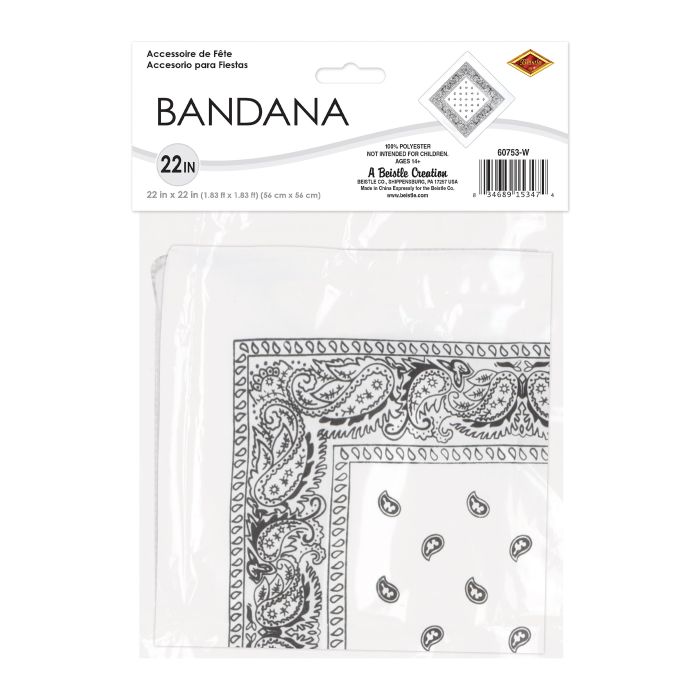 12 Pack Bulk Classic White Bandana 22 inch x 22 inch Versatile Accessory - view 5