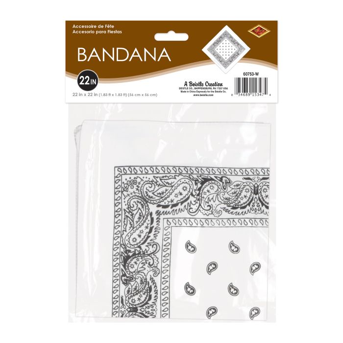 12 Pack Bulk Classic White Bandana 22 inch x 22 inch Versatile Accessory - view 6