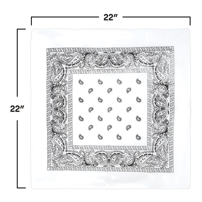 12 Pack Bulk Classic White Bandana 22 inch x 22 inch Versatile Accessory - view 3