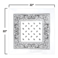 12 Pack Bulk Classic White Bandana 22 inch x 22 inch Versatile Accessory - view 3