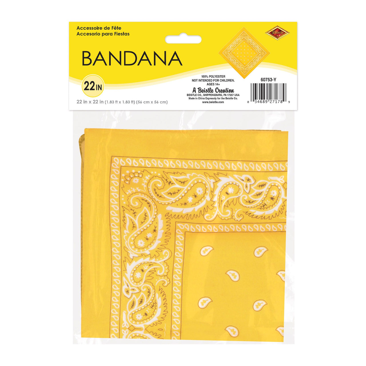 12 Pack Bulk Vibrant Yellow Bandana 22 inch Square