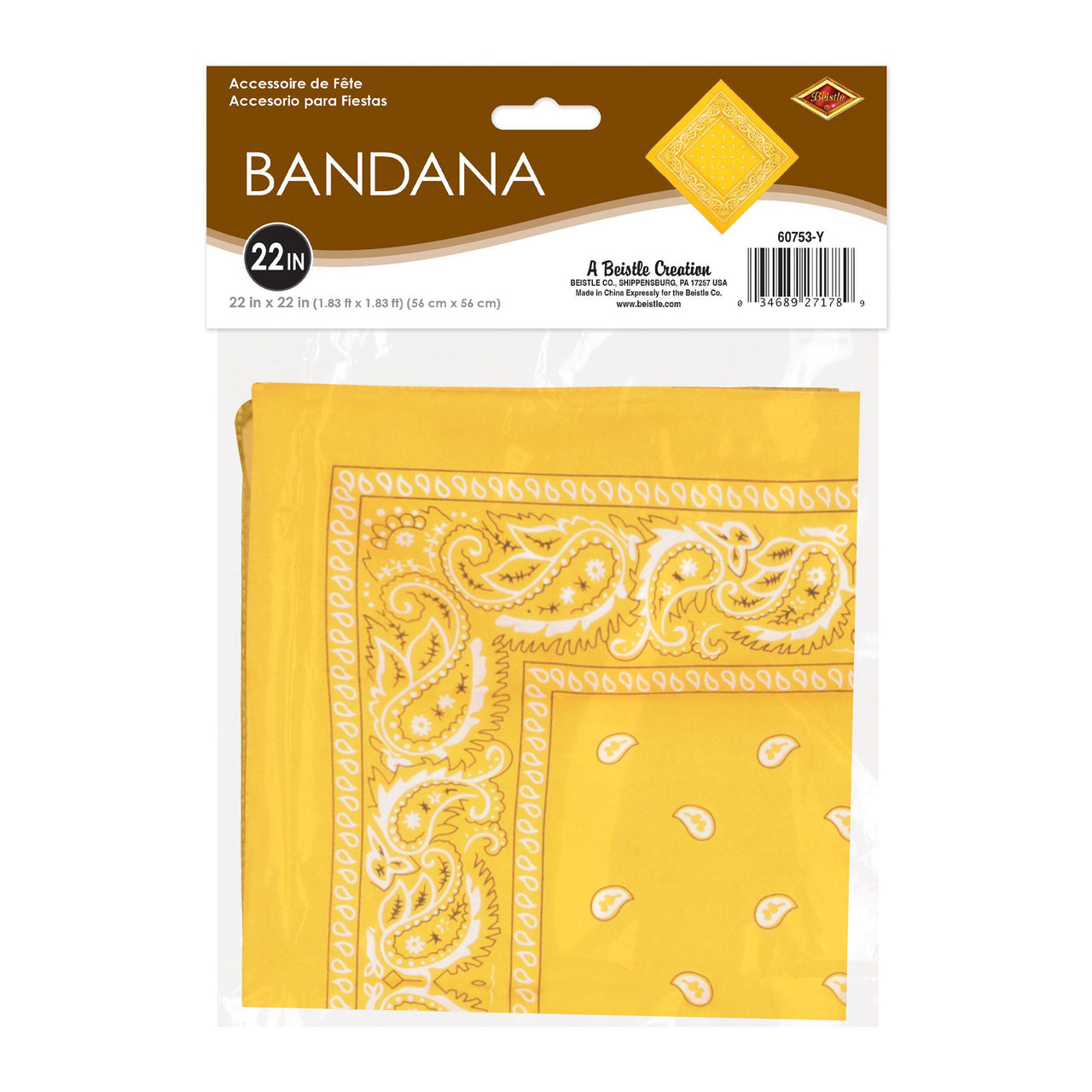 12 Pack Bulk Vibrant Yellow Bandana 22 inch Square