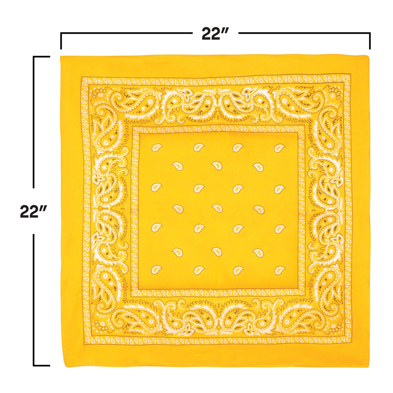 12 Pack Bulk Vibrant Yellow Bandana 22 inch Square