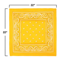 12 Pack Bulk Vibrant Yellow Bandana 22 inch Square