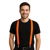 12 Pack Bulk Adjustable Orange Suspenders One Size Fits Most