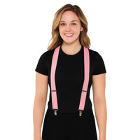 12 Pack Bulk Adjustable Pink Suspenders One Size Fits Most