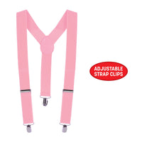 12 Pack Bulk Adjustable Pink Suspenders One Size Fits Most