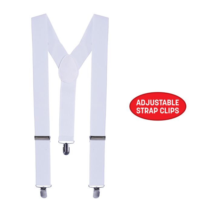 12 Pack Bulk Adjustable White Suspenders One Size Fits Most - view 4