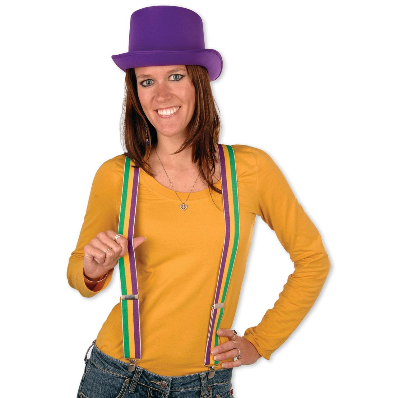 Mardi Gras Suspenders - Bulk 12 Pack