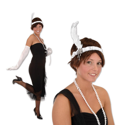 Flapper Headband - white - Bulk 12 Pack