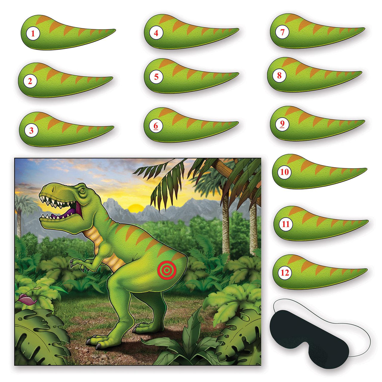 Pin The Tail On The Dinosaur Party Game - Bulk 24 Pack