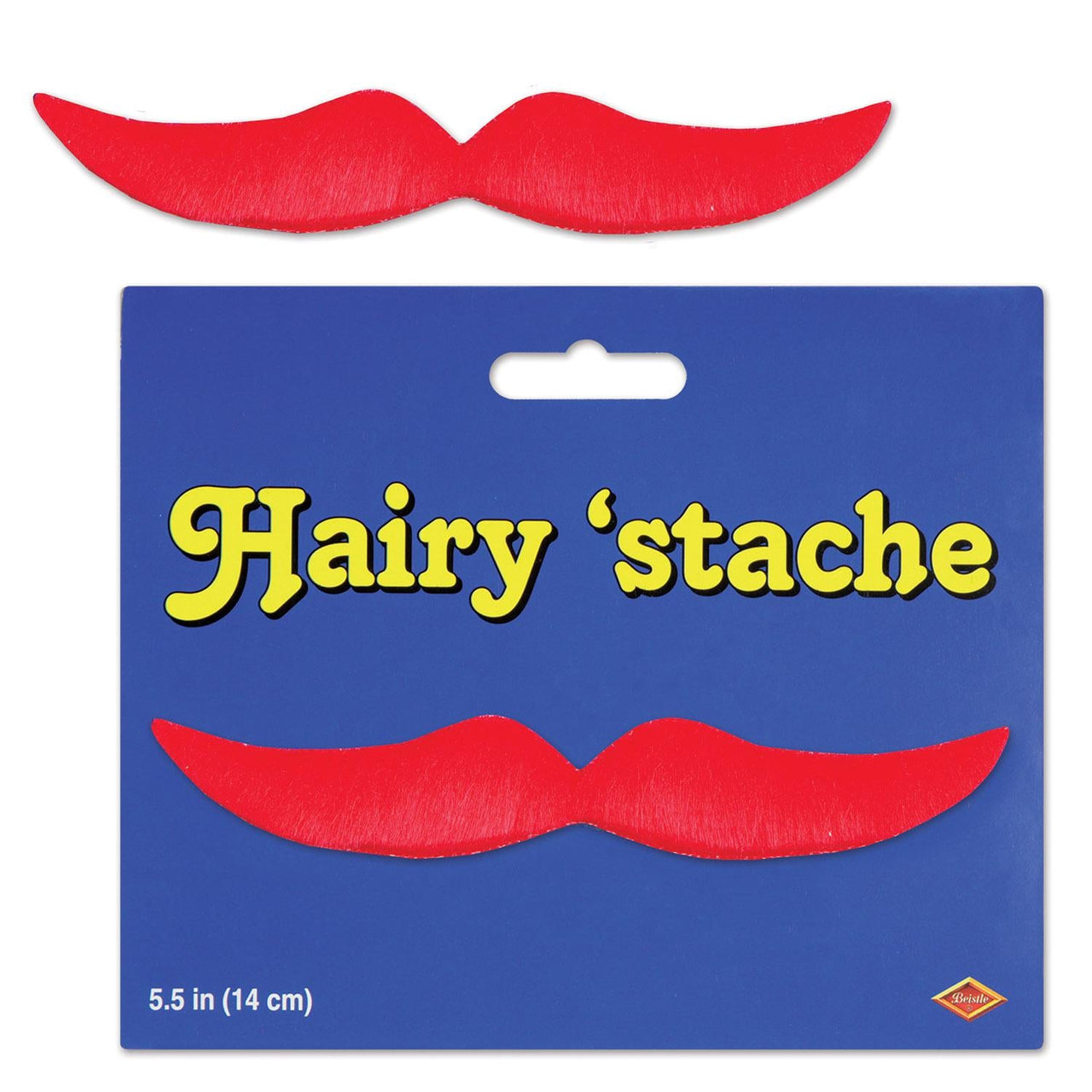 Halloween Hairy 'stache - red - self-adhesive - Bulk/12 Hairy Staches