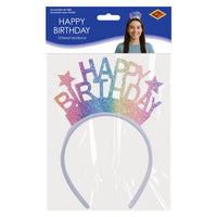 12 Pack Bulk Glitter Happy Birthday Headband Snap-On Fun!