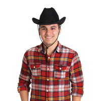 6 Pack Bulk Black Velour Cowboy Hat One Size Fits Most