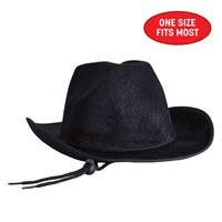6 Pack Bulk Black Velour Cowboy Hat One Size Fits Most