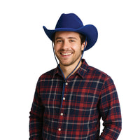 6 Pack Bulk Blue Velour Cowboy Hat One Size Fits Most