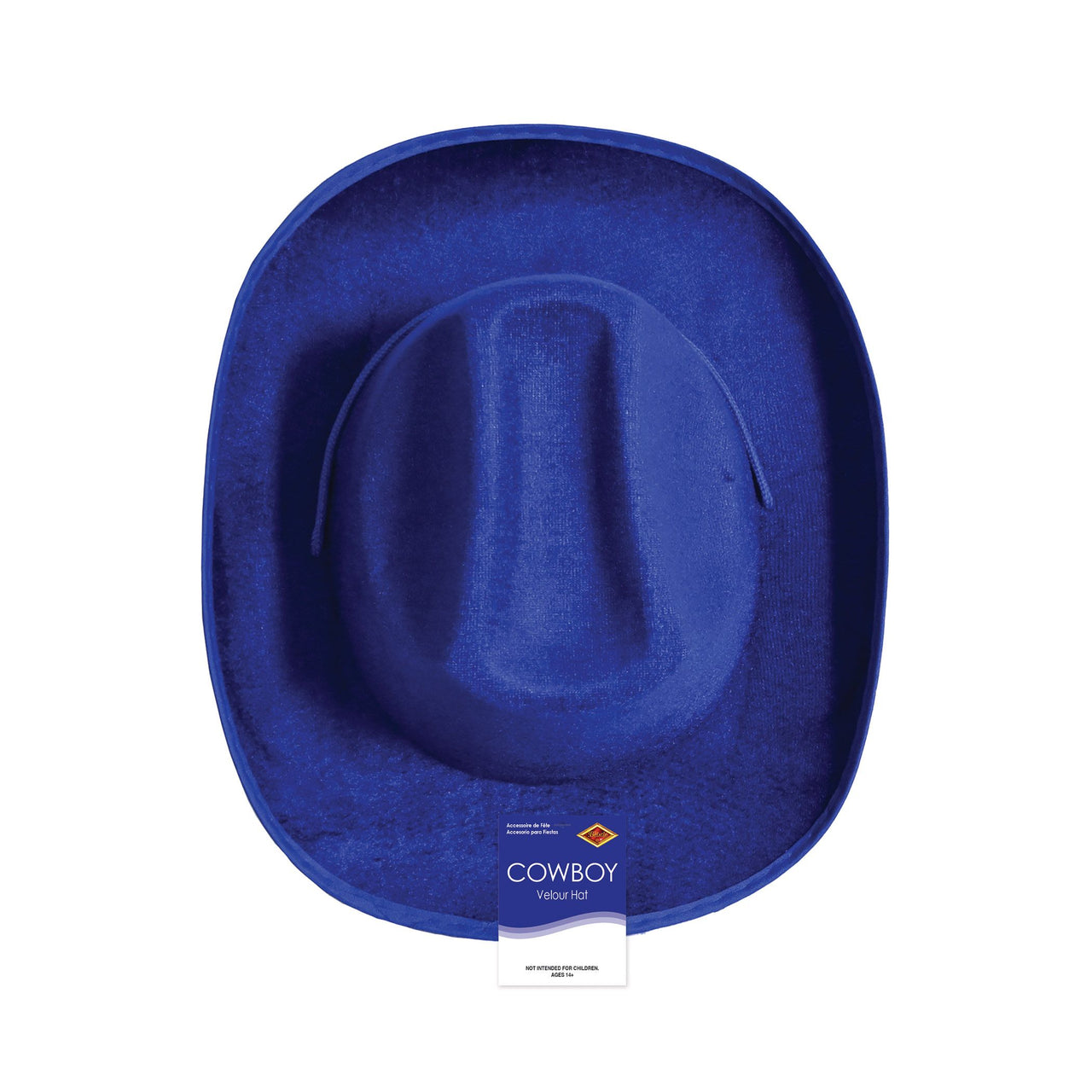 6 Pack Bulk Blue Velour Cowboy Hat One Size Fits Most